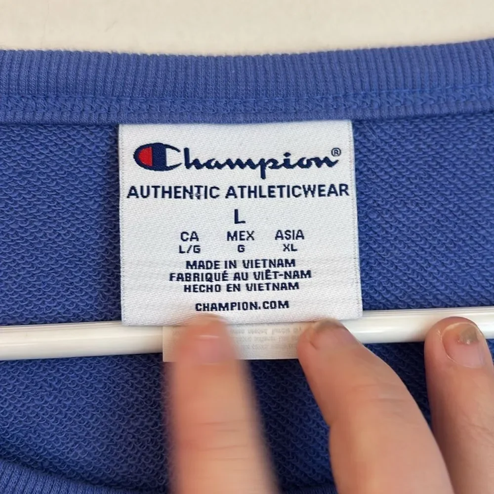 Champion Women cropped campus French terry crew neck knit sweatshirt LG NWT!